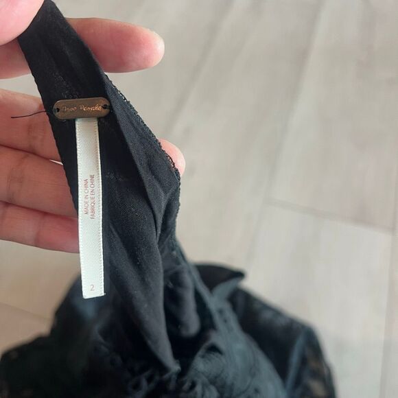 Free People Anastasia Halter Black Lace Crochet Midi Cut Out Sheer Dress size 2 - Picture 8 of 10